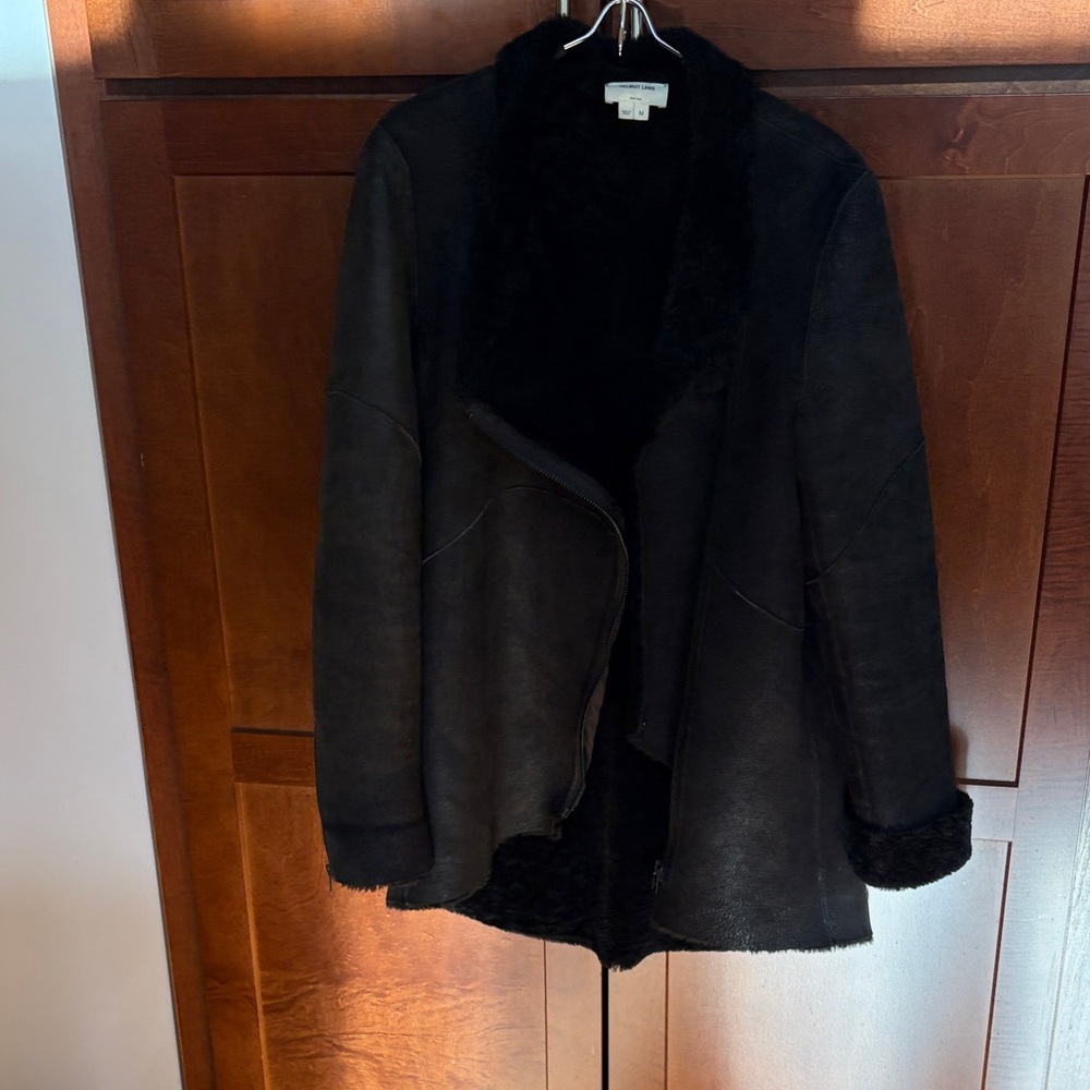 Helmut Lang Black shearling coat